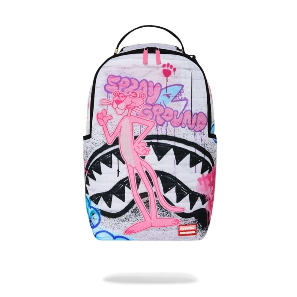 NEW Sprayground Pink Panther Heist Mural Shark Backpack Pink White Black Unisex